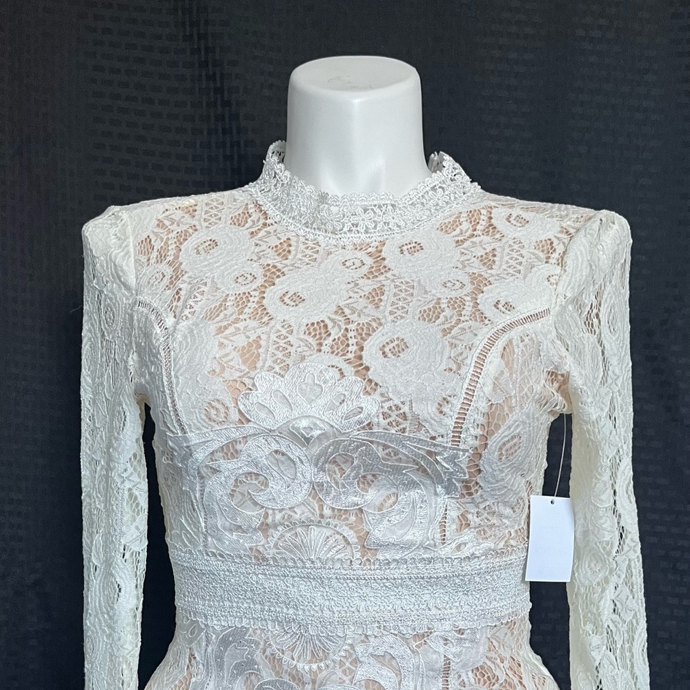 White lace mini dress NWT.  Earrings and Necklace made to match.
